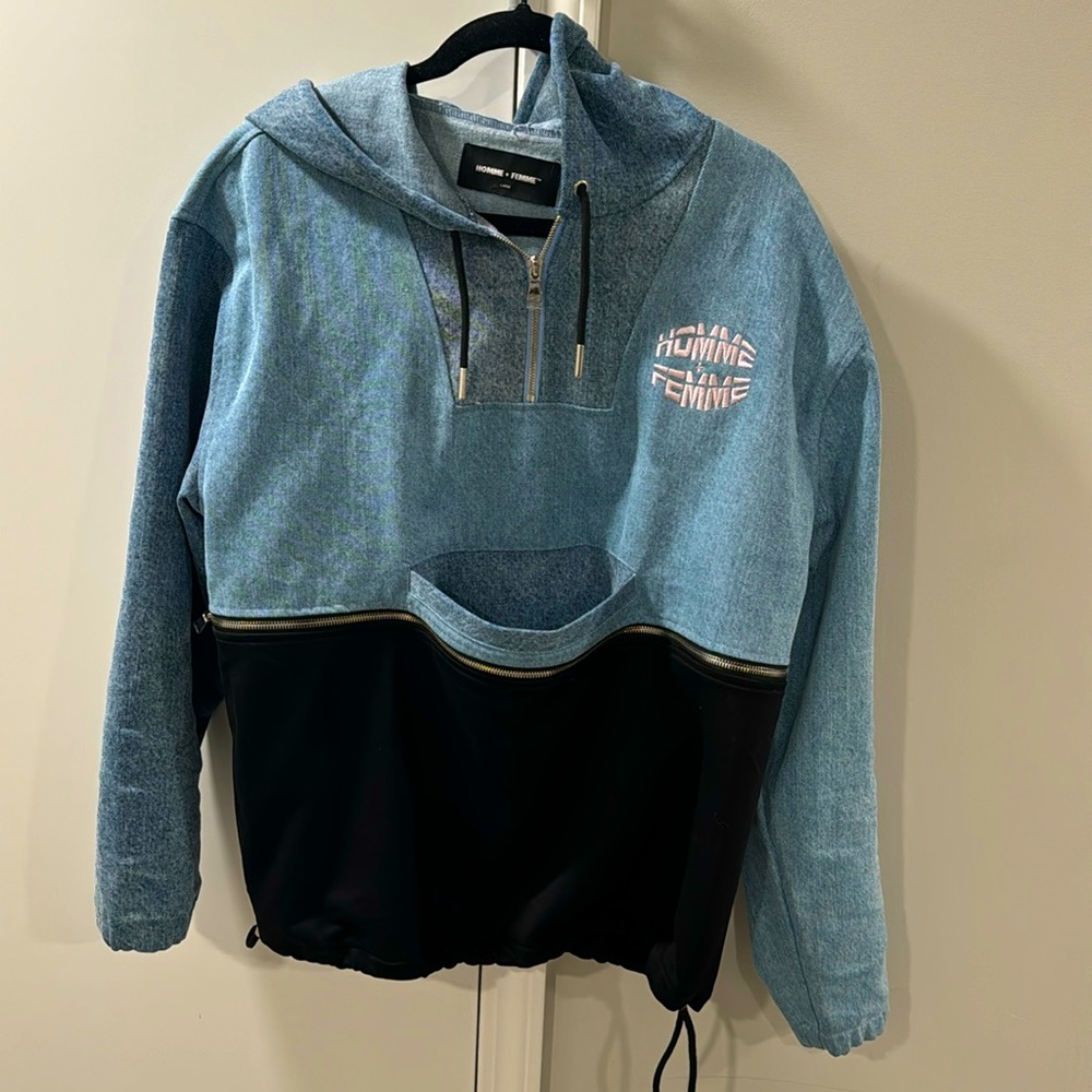 Homme Femme L denim hoodie